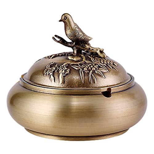 Cenicero De Cobre Puro Cenicero Anti-Moscas De Latón con Tapa Oficina En Casa Sala De Estar Cenicero De Armario De TV Decoración De La Sala De Estar En Casa (Color : Brass, Size : 6.6 * 7.7cm)