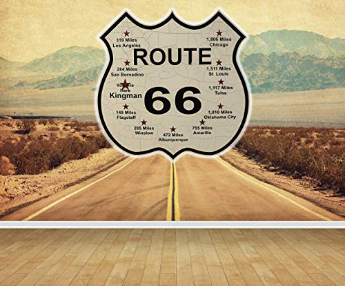 Chicbanners USA Route 66 V101 Papel de pared a medida para fondo de pared, adhesivo grande, vinilo sellado, 2 m de alto x 2,7 m de ancho