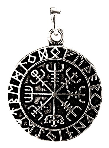 Colgante de brújula vikinga, plata de ley 925, n.º 218