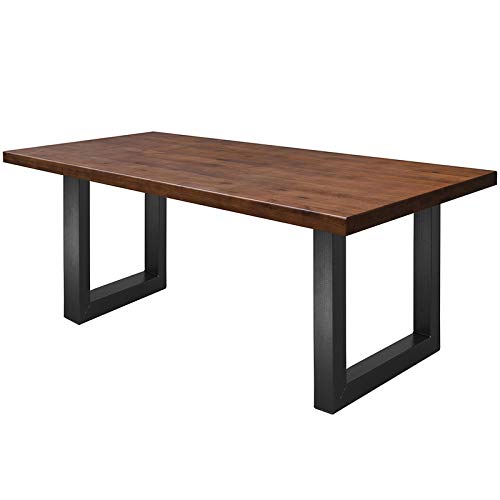 COMIFORT Mesa de Comedor - Mueble para Salon Oficina Despacho Robusto y Moderno de Roble Macizo Color Chicago, Patas de Acero U-Forma Negras (130x75 cm)