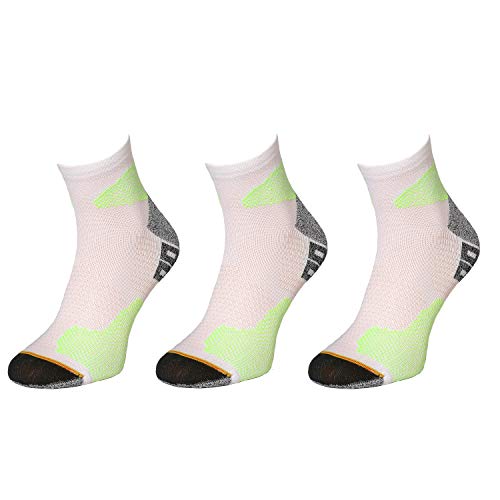 Comodo 3 Pares de Calcetines para Correr | Mujeres/Hombres | Zapatillas de Deporte | Funcionales | RUN1 - Blanco/Verde | Tamaño: 35-38