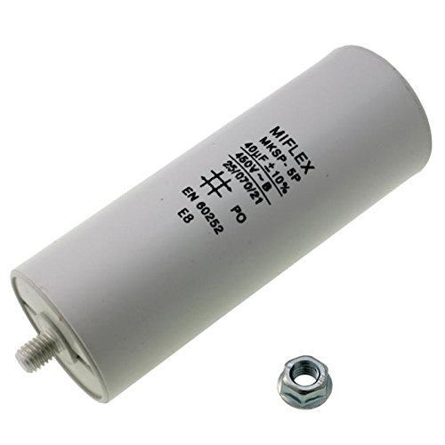 Condensador de Arranque de Motor 40 µF, 450 V 45 x 119 mm, Conector M8, Miflex, 40 uF.