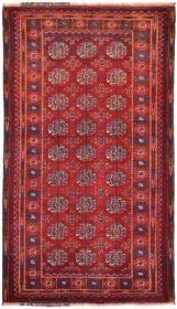 Cristina Carpets Alfombra Oriental Antigua Torkeman 93 x 164 Rojo anodizado a Mano Pelo Lana Trama Lana Original