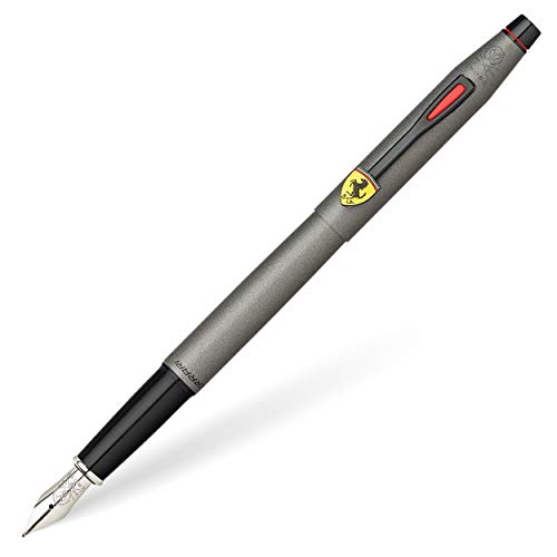 Cross Scuderia Ferrari Classic Century - Pluma estilográfica lacada satinada, color gris titanio, punta fina, incluye caja de regalo