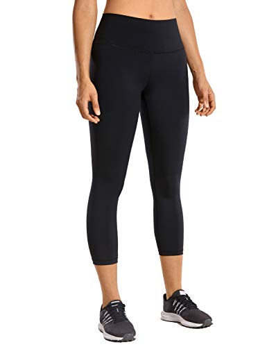 CRZ YOGA Mujer Compresión Mallas Largos Pantalones Deportivos Cintura Alta con Bolsillo-53cm Negro 40