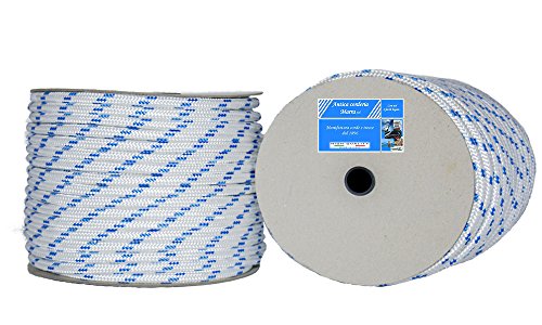 Cuerda Braid Nautica Antica corderia Marra - Treccia Nautica mm 12, 20 m, blanca con segnalino Azul