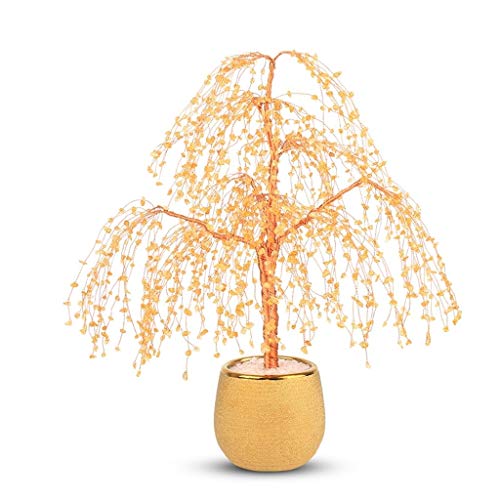 CZXKJ Árbol del Dinero Bonsai Feng Shui Feng Shui Natural Cristal Amarillo del árbol del Dinero Bonsai Estilo de decoración for la abundancia y la Suerte Decoración Árbol del Dinero