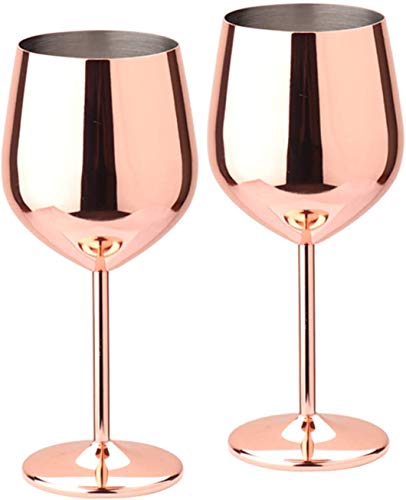 D L D Copa de vino de acero inoxidable de metal inastillable Copa de vino inastillable Copa de vino de champán Jugo de bebida (2 piezas de oro rosa)