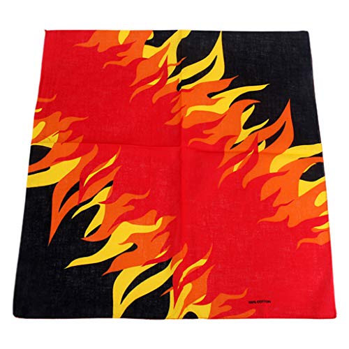 Dabixx Bandana para la Cabeza, 55 x 55 cm, Unisex, multifunción, Cuadrada, con diseño de Llamas de Fuego Caliente, para Deportes, Correr, Hip Hop, Baile, 3 Unidades 1