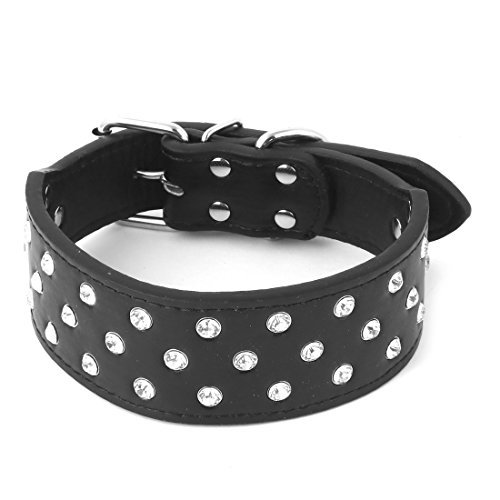 DealMux PU Aire Libre Acepta Faux del Rhinestone Incrustaciones de Metal Hebilla del Gato del PE Collar Correa para el Cuello del tamaño XS