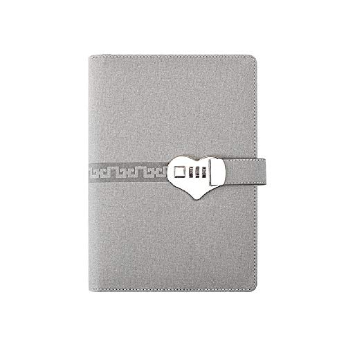 Diario de contraseña A5, 173 mm x 240 mm, cuaderno espiral de carpeta, cuaderno con cerradura, útiles escolares-gris claro