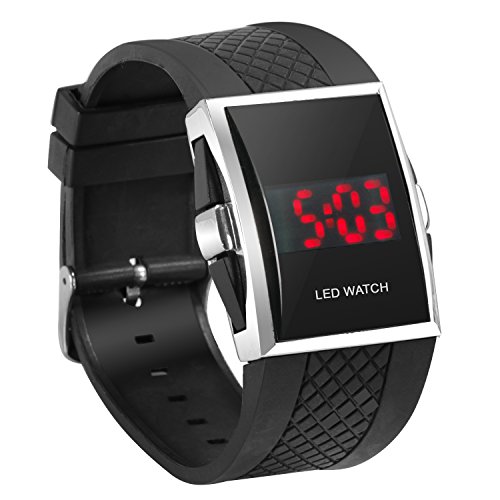 DIGIFLEX Reloj de Muñeca Deportivo LED; Roja Digital, Lujo, Hombre, Regalo - Negro