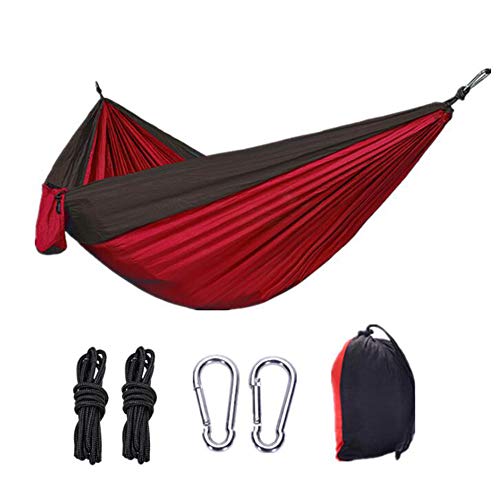 DINGG Hamaca portátil Ultraligero 100% Nylon de paracaídas Realmente Puede soportar el Peso de 330kg Viaje mochilero, Camping, Caza, Playa, Patio,Red+Black