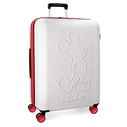 Disney Mickey Colored Maleta grande Blanco 45x68x27 cms Rígida ABS Cierre TSA 77L 4Kgs 4 ruedas dobles Extensible