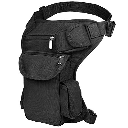 Ducomi Bolso de Pierna para Hombre - Riñonera para Moto, Camping, Senderismo, Ciclismo y Viaje, Bolso Riñonera para Motociclista de Muslos Táctico y Multibolsillos, Regalo para Hombre (Negro)