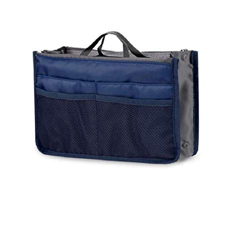 Ducomi Organizador Bolso para Mujer con Interior Espacioso - Organizador de Bolsos con 13 Bolsillos para Viajes - Bolsillo Interno Grande de Ajuste Expansible, Doble Asa (Standard, Navy)