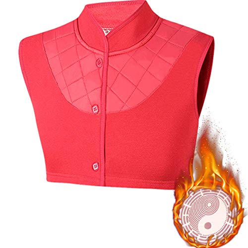 DYWER Chaleco Corto De Hombro para Mujer Cárdigan con Chal Frío para Hombre Almohadillas Térmicas para Envolver El Hombro con Calentamiento Automático para Aliviar El Malestar del Hombro Rojo XXXL