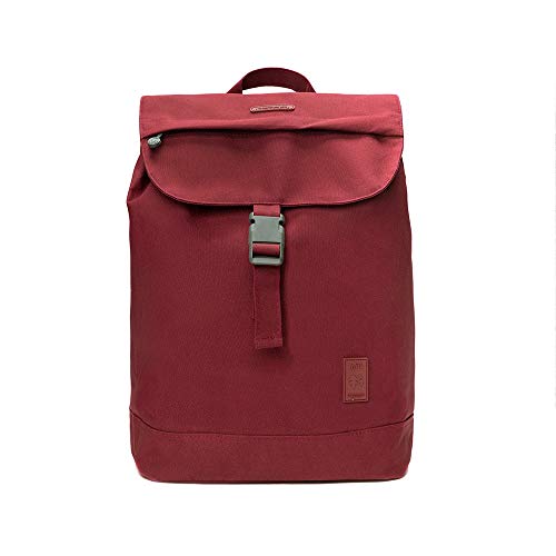 Eco Mochila Solapa con Cierre Tipo Saco y Bolsillo Interior para portatiles de 13" -13,6" Hecha con Material Reciclado 100% RPET Botellas de plastico recicladas (Granate)