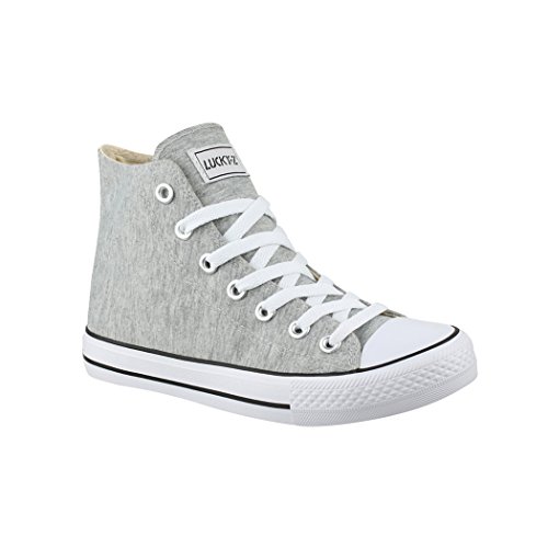 Elara Zapatos de Deporte Unisex Sneaker High Top Chunkyrayan Gris Claro BE-CA014/CB019 lt.Grey-37