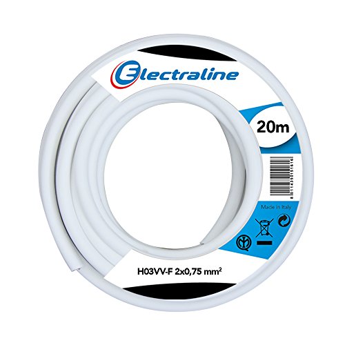 Electraline 11185, Cable para Extensiones H03VV-F, Sección 2x0,75 mm, 20 m, Blanco