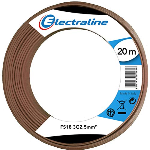 Electraline 16013 - Cable madeja FS18 3G2,5 (20 m), color marrón