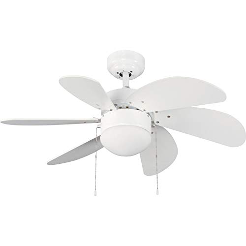 ELS Ventilador Techo Modelo Tabit Blanco Motor AC 6 Palas 1xE27