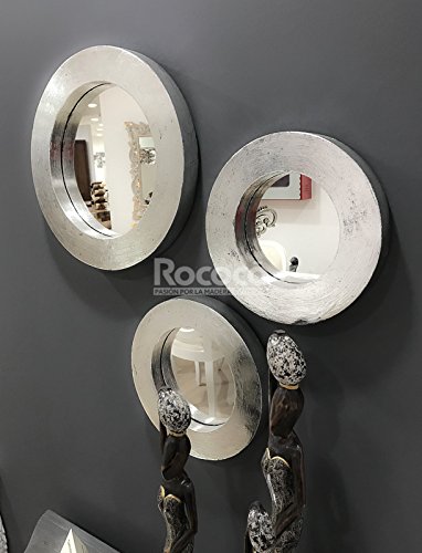 Espejos Pared Decorativos de Madera Round Polos. Set 3 uds. (60+30+45) en Plata (Envejecida)