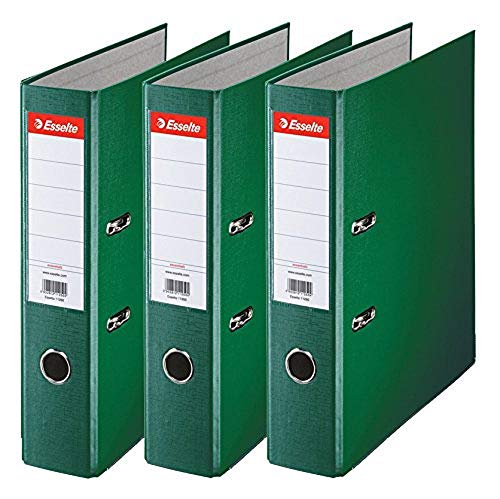 Esselte 624293 - Archivador con anillas (Capacidad 550 hojas, 3 unidades), verde, 75 mm