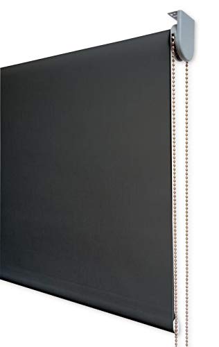 Estor Enrollable Visillo Premium Metal (Desde 40 hasta 300cm de Ancho) Transparente (máxima claridad y Visibilidad Exterior). Color Negro. Medida 248cm x 200cm para Ventanas y Puertas