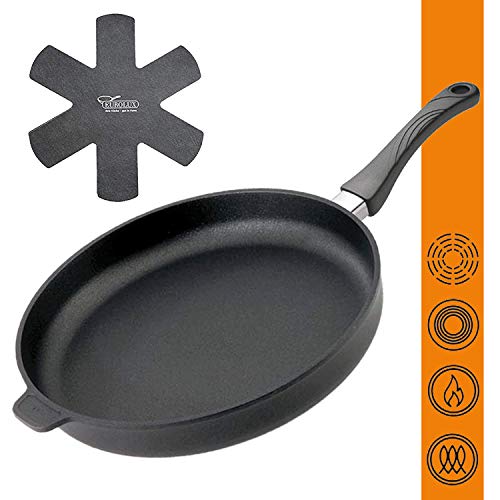 Eurolux Premium - Sartén de inducción con Mango y protección Extra para sartenes (Aluminio Fundido, 20 cm de diámetro, 5 cm de Alto), Color Negro, 32 cm Ø