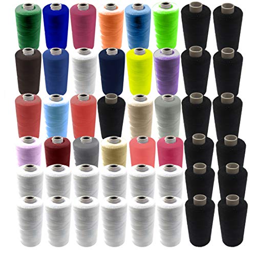 EUROXANTY Hilo de Coser | Bobinas de hilo | 100% Poliéster | Máquina de Coser | Para Hilvanar | Para Bordar | Hilo resistente | 1000 m | PACK ByN + COLORES 1 y 2