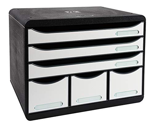 Exacompta 306713D - STORE BOX OFFICE 6 cajones, color negro y blanco