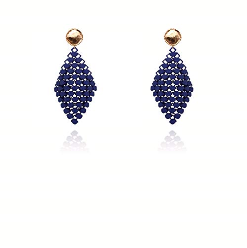 FABNORA Earrings, Marine Blue, Handcrafted Rose Gold Vermeil Studs combinados con Light poliamida Printed 3D