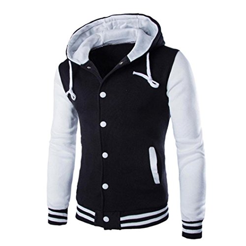 FAMILIZO Hombres Moda Invierno Ropa De BéIsbol Invierno Sudadera con Capucha Sudadera Capa Sobretodo (M, Blanco)