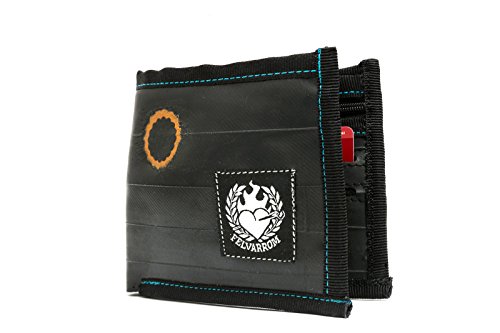 Felvarrom - Cartera vegana para hombre, color negro, de tubo interior de bicicleta reciclado, talla única