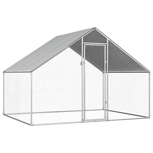 Festnight Gallinero Gallinero Exterior de Acero Galvanizado Plateado 2,75x2x2 m para Pollos, Gallinas, Patos, Gansos, Jaula gallinero de Exterior