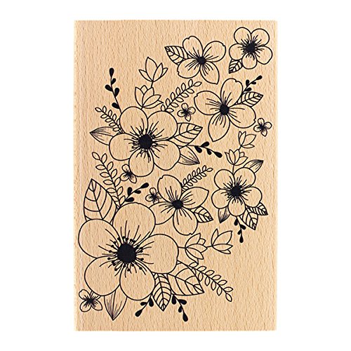 Florilèges Design fha117051 Fondo Floral Sello Madera 10 x 15 x 2,5 cm