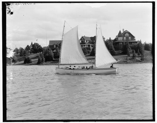 Foto: Belvedere Point, barcos, barcos, viviendas, barcos, Charlevoix, Michigan, MI,1900