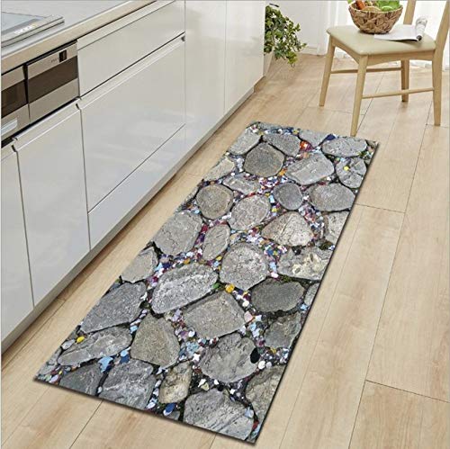 FQD&BNM Felpudo Felpudos con Estampado de guijarros para Puertas de Entrada Alfombras Antideslizantes para Sala de Estar Alfombras de Mesa de Centro Alfombras absorbentes de Cocina, F, 60x90cm