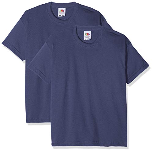 Fruit of the Loom Kids Valueweight Short Sleeve T 2 Pack Camiseta, Azul (Blue Navy), 9-10 Años (Pack de 2) para Niños