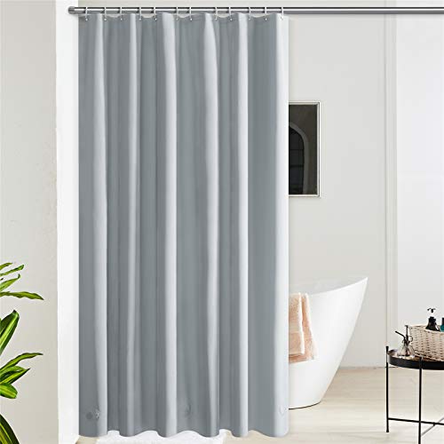 Furlinic Cortina Ducha Grande Antimoho Impermeable Larga 180x240cm EVA Baño Bañera Gris con 12 Ganchos con Piedras