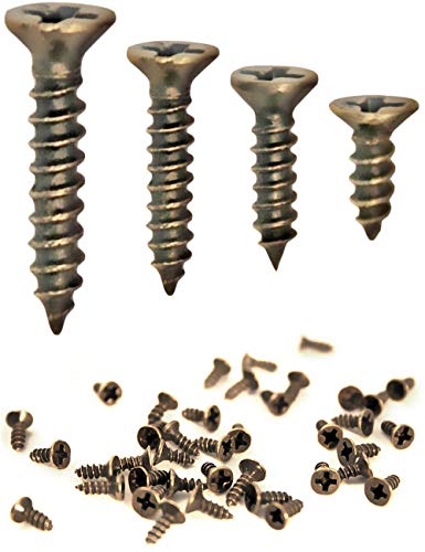 FUXXER® - 100 tornillos de madera antigua, latón bronce antiguo, ranura en cruz, tornillos de cabeza avellanada, autocortantes, juego de 100 (3 x 12 mm)