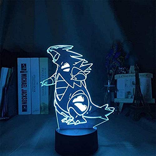 GEZHF 3D LED Light for Kids Illusion lamp Tyranitar Figure for Kids Bedroom Decor Light Led Touch Sensor Color Changing Led Night Light Go Gift