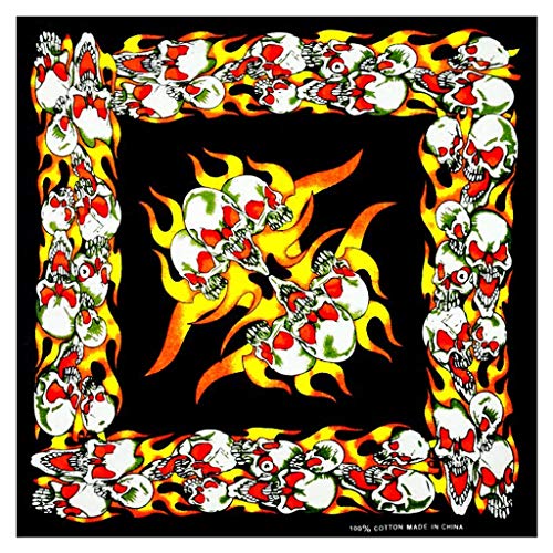 Gjyia 55x55cm Unisex Multifunción Cuadrado Bandana Hot Fire Flames Burning Theme Imprimir Diadema Deportes Correr Hip Hop Danza Envoltura de Pelo