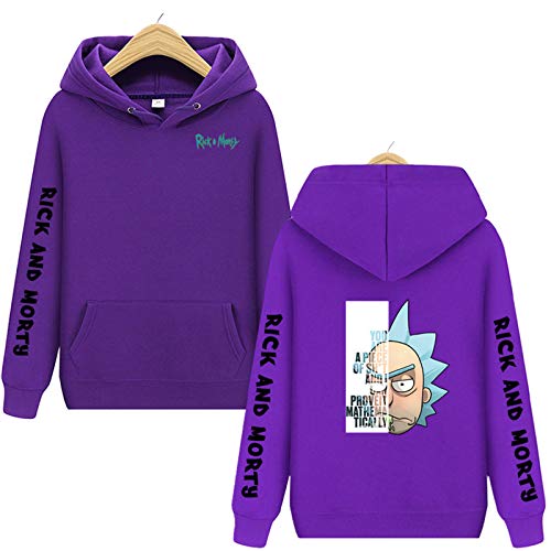 GQFGYYL Youth Rick & Morty Multfilm Cosplay 3D Print Hoodie O'g'il bolalar Qizlar O'smir Pullover Kapşonlu Sviter Sweatshirt,Púrpura,XXXL