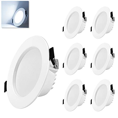 Gr4tec 6 x 5W Foco Empotrable Techo 6000K Blanco Frio, Super Slim 35MM Downlight Led Techo, AC85-265V IP20 310 Lumens Diámetro φ100mm, Luz Cocina Led Techo, Ojo de buey Led Para Cocina, Dormitorio