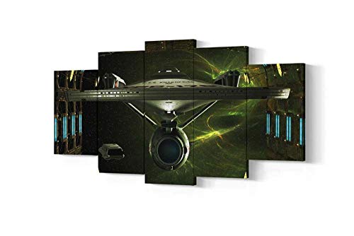 GSDFSD Nave Espacial Enterprise Trek Impresión de 5 Piezas Material Tejido no Tejido Impresión Artística Imagen Gráfica Decoracion de Pared Abstracto Oriente Cuadros Modernos Imagen