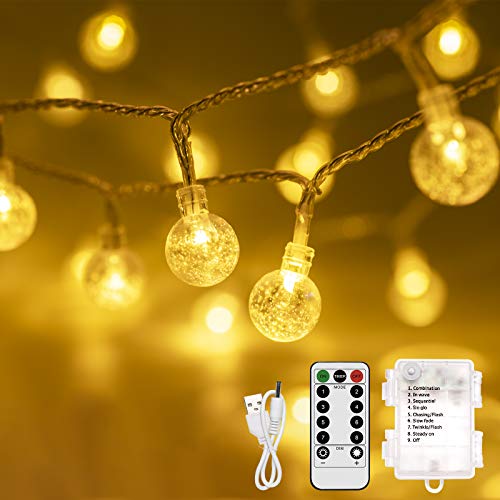 Guirnalda Luces, Infankey 10M 100LED Luces Led a Pilas con Mando a Distancia, 8 Modos/Timer Función/IP44 Impermeable, Cadena de Luces para Jardín, Terraza, Fiesta, Navidad