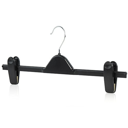 Hangerworld 25 Perchas Extra Anchas para Cintura/Pantalones de Percha – Plástico – Negro – para Pantalones, Faldas y Otras Prendas – Ancho Ajustable hasta Aprox. 40 cm.