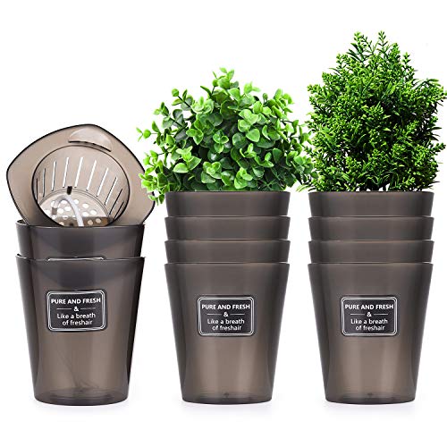 Herefun 10 pcs Macetas para Flores, Macetas para Flores y Plantas, Macetas de Plantas de Interior, Macetas con Orificio de Drenaje para el Hogar Maceteros Exterior y Interior (1)